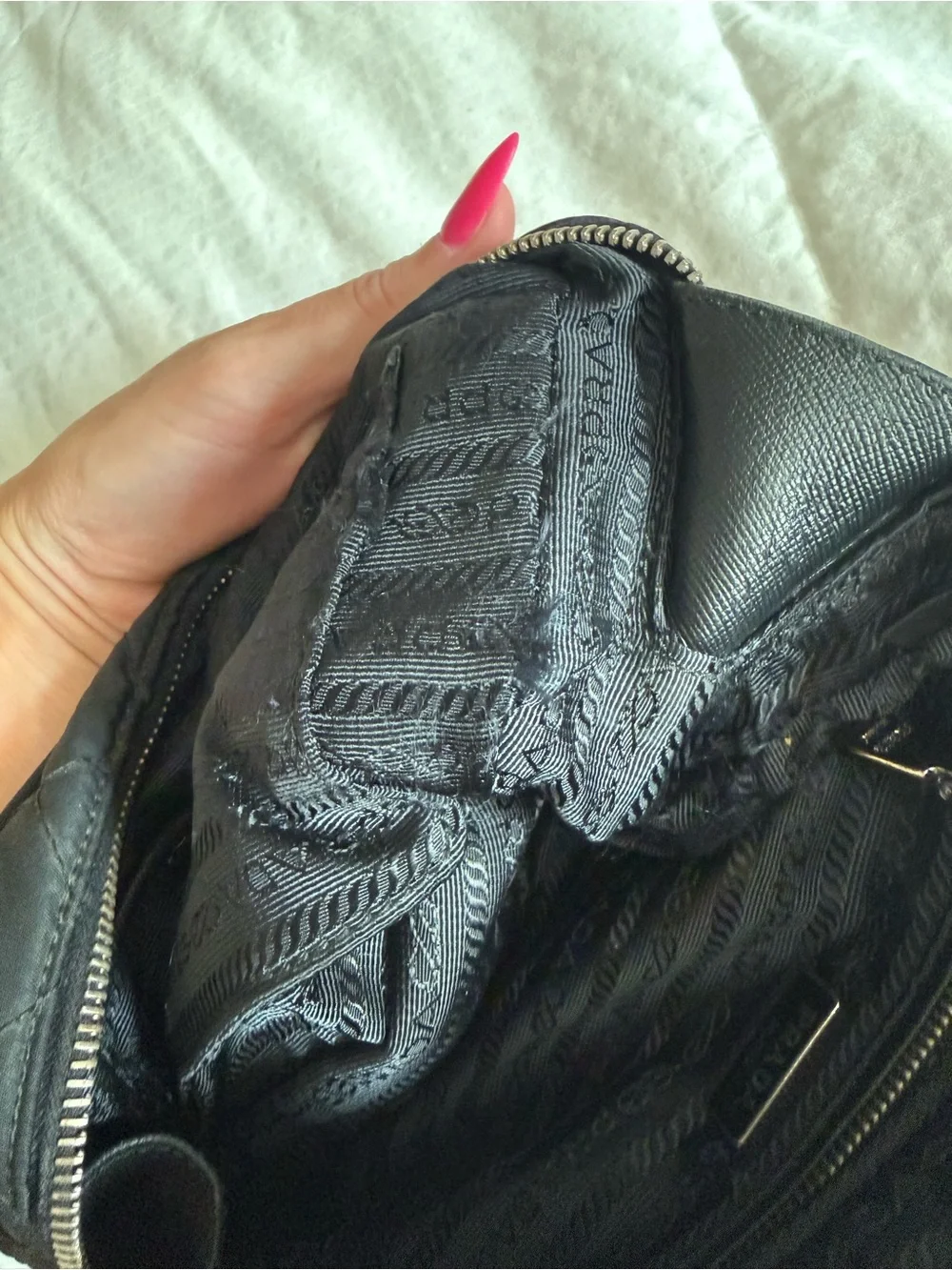Prada Camera Bag Quilted Tessuto Small chain strap detail